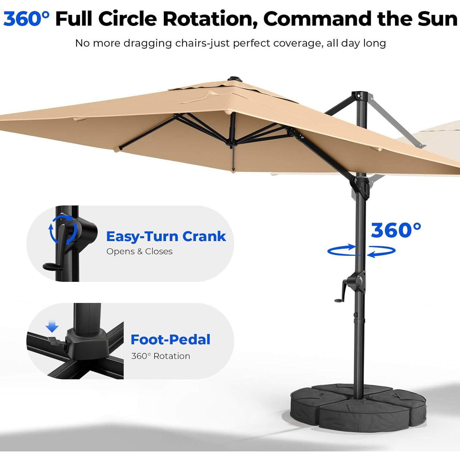 Outdoor Furniture With Umbrella - Зонт-кантриолер для патио 3х3 м с