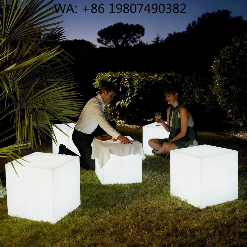 Outdoor Furniture Recycled Plastic - Устойчивый к УФ-излучению перерабатываемый светодиодный куб-столик