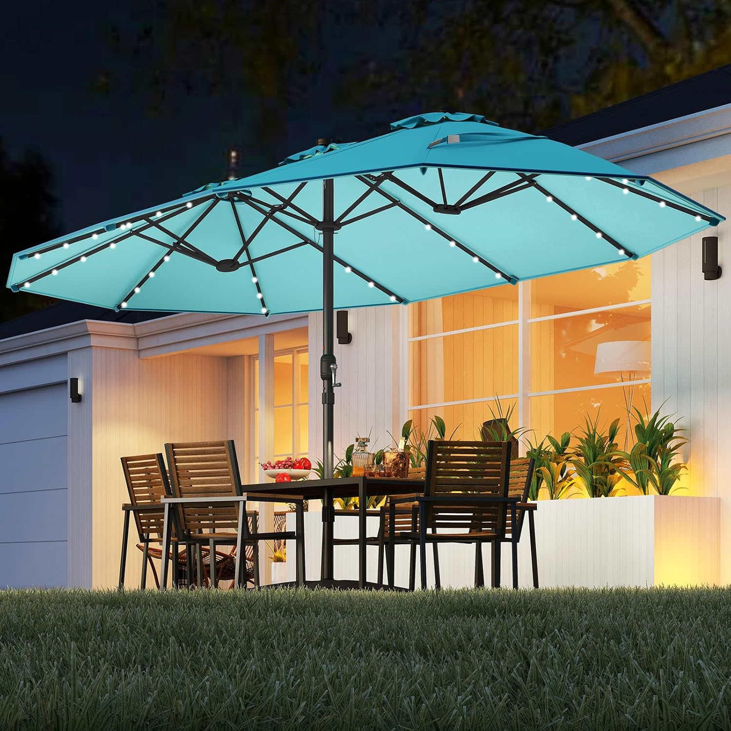 Outdoor Furniture With Umbrella - Солнечный зонт для патио 15 футов,