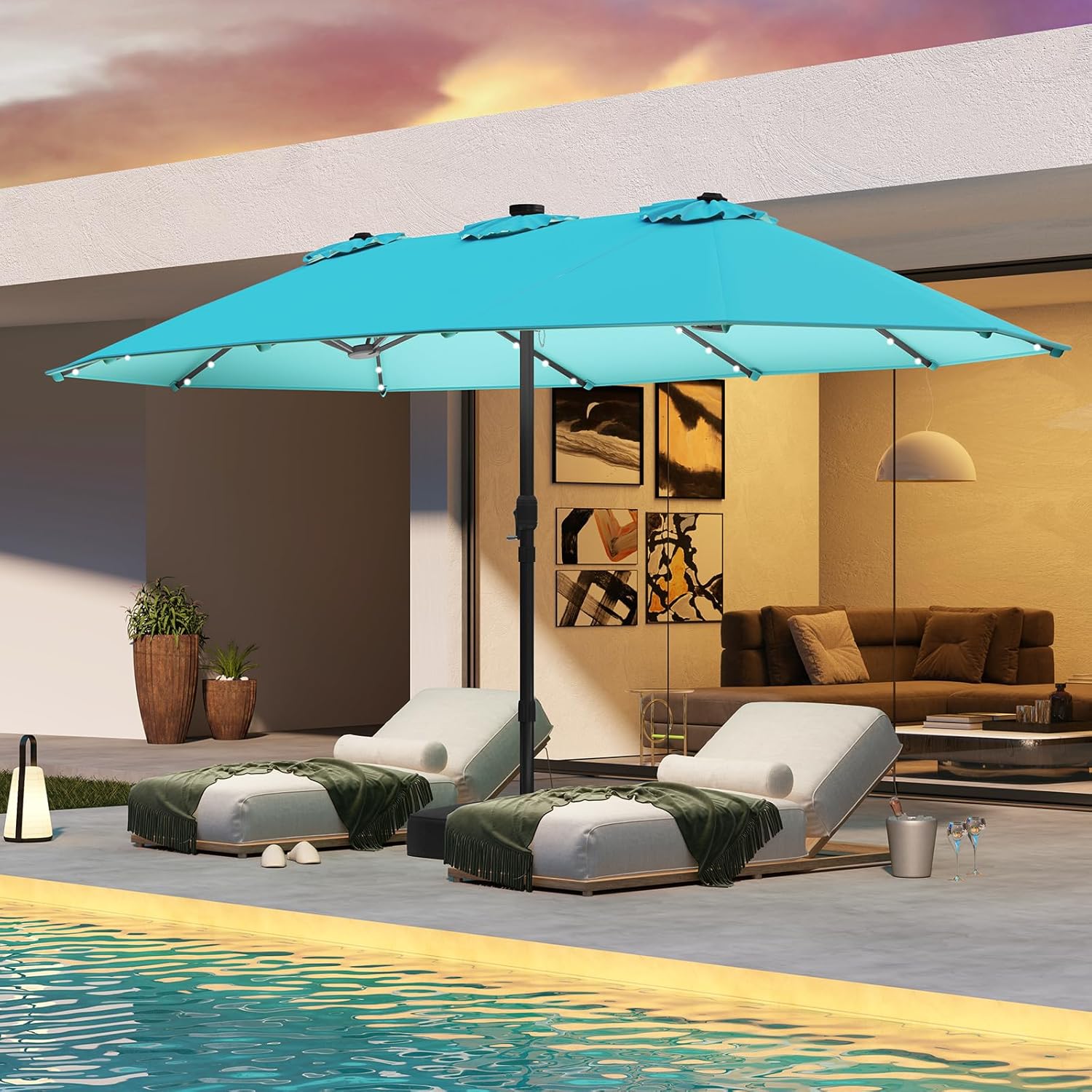 Солнечный зонт для патио 15 фу – обзор и цена Outdoor Furniture With Umbrella