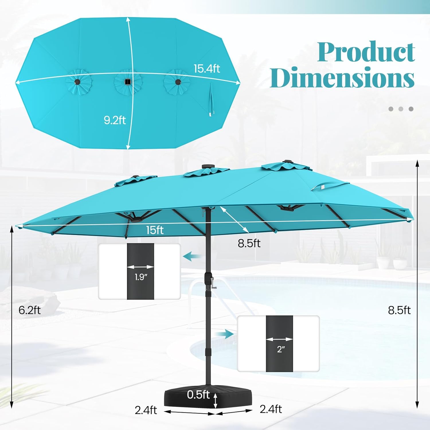 Солнечный зонт для патио 15 фу – обзор и цена Outdoor Furniture With Umbrella