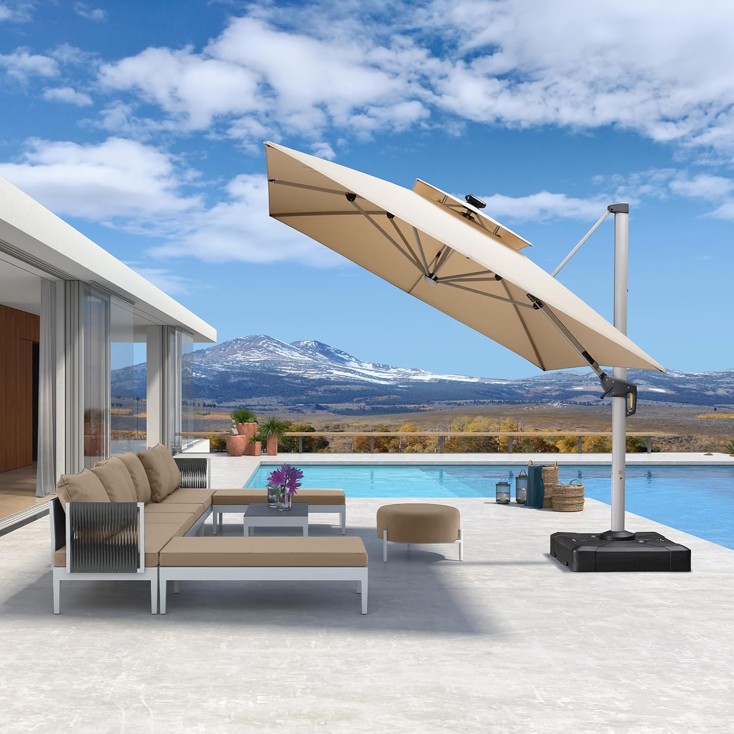 Зонт для патио 10' x 13' с дво – обзор и цена Outdoor Furniture With Umbrella