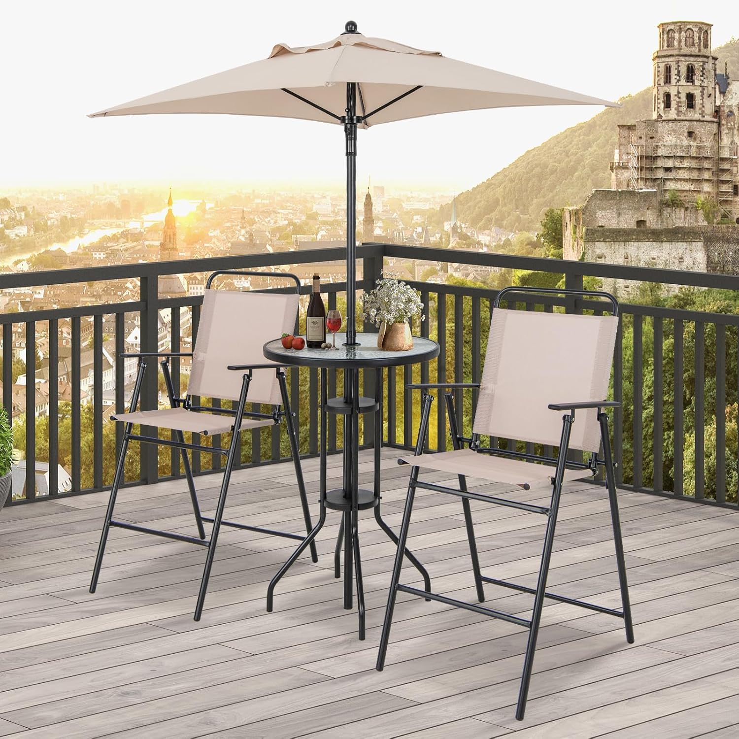 Комплект для бара на открытом  – обзор и цена Outdoor Furniture With Umbrella